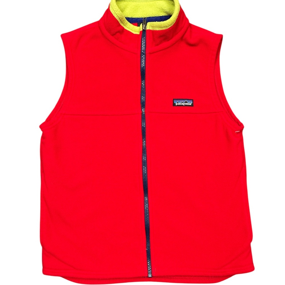Patagonia Red Fleece Vest with Yellow Accent